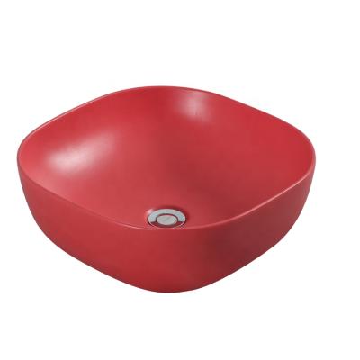 China HY8020MR Matt Color Modern Slim Square Basin Countertop Basin Matte Finish Art Red Basin for sale