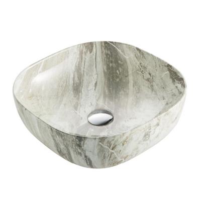 China For bathroom and public use HY-8020D15 square shape bathroom marble vessel sink for sale