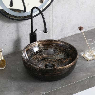 China HY8069D31 Color Easy Clean Newest Design Round Shape Ceramic Wash Basin Sink For Cabinet for sale