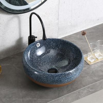 China HY5089D32 Easy Clean Dark Blue Color Porcelain Hand Sink For Cabinet for sale