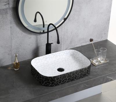 China EUROPEAN HY-8064-55C4 no faucet Art Rectangular Black Decorative Sink for sale