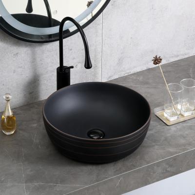 China HY8069D38 Black Color Surface Water Transfer Printing Easy Clean Hand Sink For Bathroom for sale