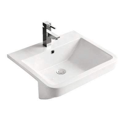 China HY-5072 China Modern White Gloss Embedded Type Round Lavabo Bowl Ceramic Wash Basin for sale