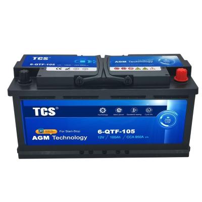 China Super Car Engine Start Service 6-Qtf-105 105Ah Long Start Car Battery For Rollers for sale