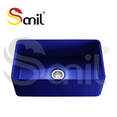 China Without Faucet 30 Inch Basin Hand Basin Shiny Blue Solid Kitchen Sink for sale