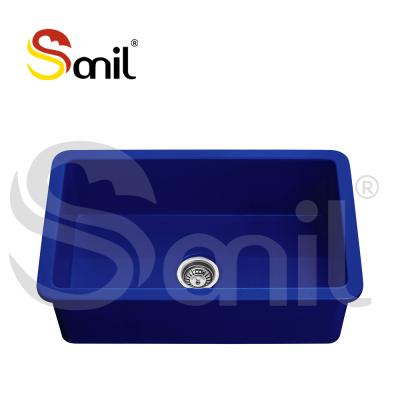 China Without Faucet 32 ​​Inch Sink Glossy Blue Rectangular Vegetable Wash Kitchen Sink for sale