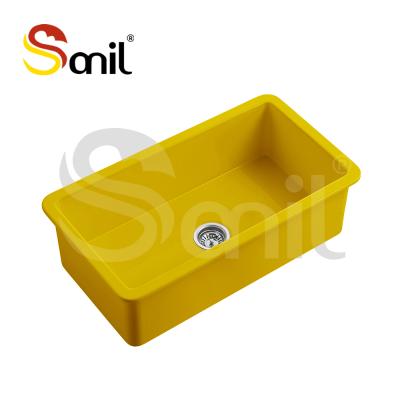 China Without Faucet 32 ​​Inch Dishwasher Sink Shiny Yellow Rectangular Kitchen Sink for sale