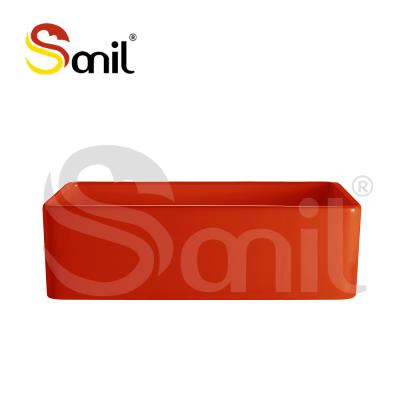 China Without Faucet 33 Inch Large Capacity Glossy Orange Wholesale Ceramic Kitchen Sink for sale