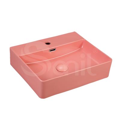 China Cheap Sanitary Pink Soft Matte Colored Bathroom Basin Sink Basin for sale