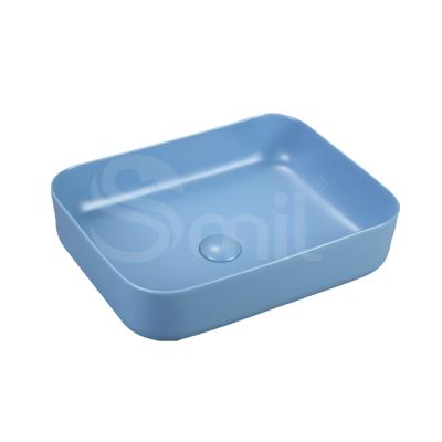 China Smooth Small Size Ceramic Rectangular Bathroom Countertop Basin Bathroom Sinks for sale