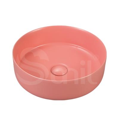 China Bathroom Smooth Matte Pink Ceramic Basin Sink Countertop Designs Bathroom Sinks for sale