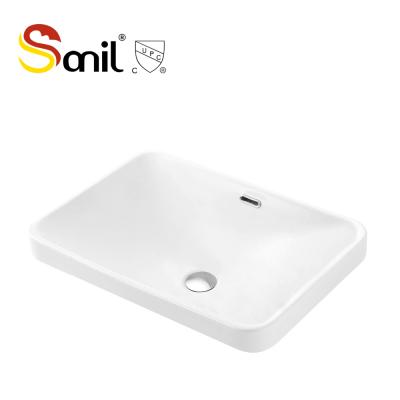 China Factory CUPC Smooth Rectangular Drop In Small Basin Hand Wash Basin In Bathroom for sale