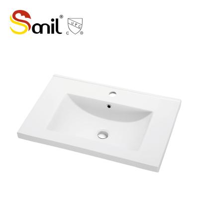 China Smooth 2.4 Inch Width Side Cabinet Basin Public Toilet White Ceramic Sink for sale