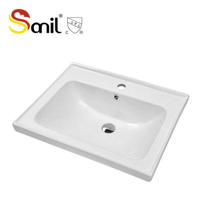 China Bathroom Cabinet Basin Family Balcony Smooth Glossy Rectangular Ceramic Sink for sale