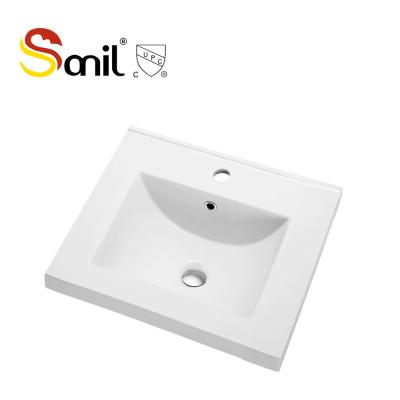 China Sleek Ceramic Small Bathroom Cabinet Basin Small Square Hand Sink Counter for sale