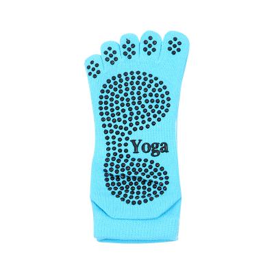 China Best Selling Breathable Design Custom Five Toe Socks Mix Color Pilates Yoga Socks Logo Printed No Slip Yoga Sock for sale