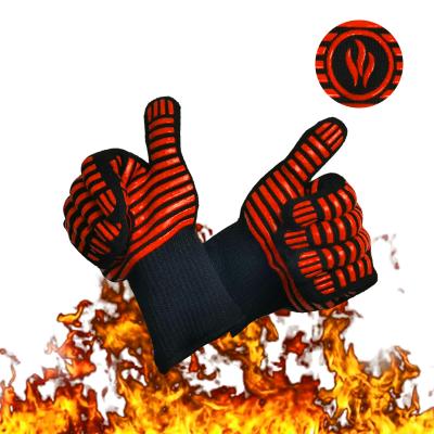 China Fire Proof BBQ Microwave Oven Ironing Resistant Silicone Aramid High Temperature Fiber Can Be Customized LOGO Gloves for sale