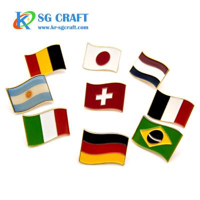 China Custom Printed China Wholesale Metal Cheap National Badge Country Flags Enamel Pin Metal Lapel Pins For Clothes for sale