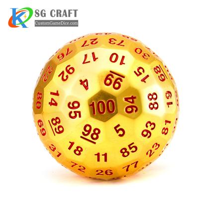 China DND Games Custom Blank Polyhedral 3D Metal Dungeons And Dragons Big Game 50mm 60 Sided D6 D20 D40 D50 D100 Plated Gold Dies for sale