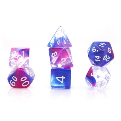 China High Quality Pure Plastic Cutting Edge Gem Glass Rpg Dice Sets Crystal Colorful Dices Custom Polyhedral DND Games for sale