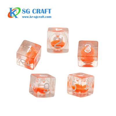 China DND Sets 22mm Series Plastic Custom Acrylic 6 Corner Sided D6 D20 D% Hexagonal Horn Swirl Transparent Liquid Filled Dies for sale