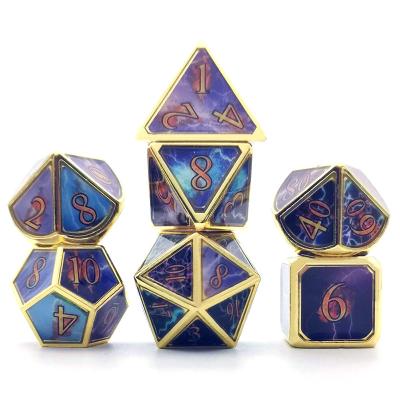 China DND Games Factory Direct Antique Style Brown Color Polyhedral Antique Dnd Dies Set Astrology 12Mm Dies Custom Tin for sale