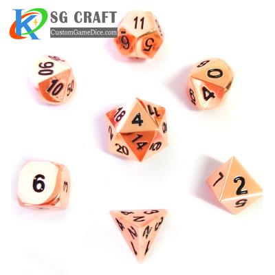 China Environmental Friendly Dice Game Rose Gold Silver Antique Copper RPG Dies Set Metal Dnd Polyhedral Sharp Dice Game Custom for sale