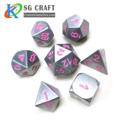 China DND sets custom logo enamel dnd polyhedral metal 3/6/14/30 sided d3 d7 cube dice pakes stainless steel die set for sale