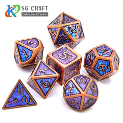 China DND Gaming Dice Customized 4 Sided Colorful Etched Dice Professional Metal Dice Rainbow Casino Dice Beautiful Edges. for sale