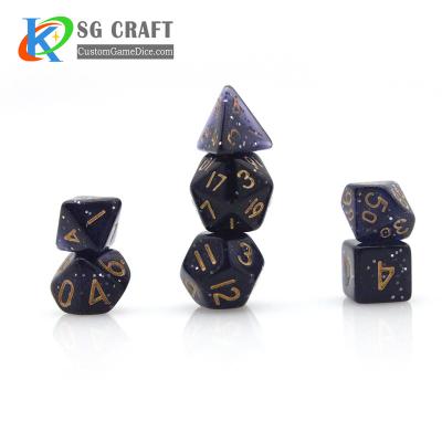 China DND Games With Black With Glitter RPG/DND Role Playing Game Dice Set, 7pcs Custom Acrylic Dice Set D4-D20 No MOQ for sale