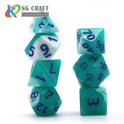 China DND Games with Blue White Swirl RPG/DND Role Playing Game Dies Set, 7pcs Custom Acrylic Dies Set D4-D20 No MOQ for sale