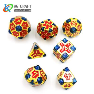 China Custom Metal Christmas DND Games Polyhedral Dice Set, Metallic Role Playing DND/RPG Game Dice D4 to D20 for sale