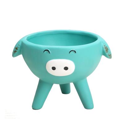 China Wholesale Small Green Pig Cartoon Cartoon Planters Succulent Flowerpot For Desktop for sale