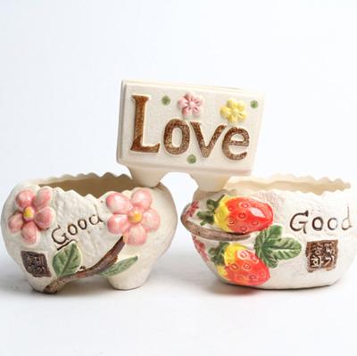 China Creative Cartoon Love Plant Custom Small Ceramic Flower Pot For Home for sale