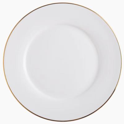 China Sustainable High Quality White Porcelain Flat Round Dinner Decoration Plates Dinnerware for sale