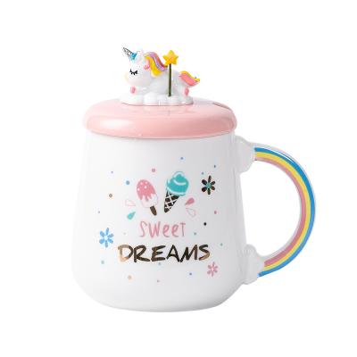 China Hot Selling Cheap Ceramic Hot Chocolate Special Viable Unicorn Decorative Mug for sale