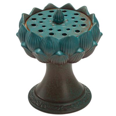 China Retro Wholesale Ceramic Lotus Incense Burners Aromatherapy Furnace Ceramic Censer for sale