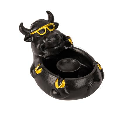 China Black ceramic creative porcelain personality animal ashtray for office decoration for sale