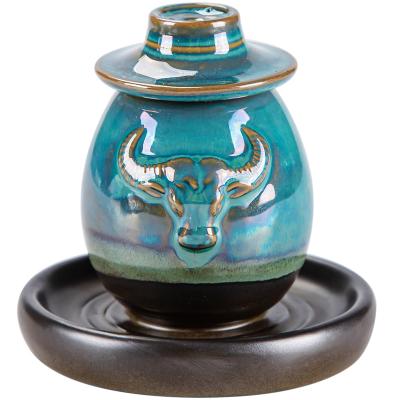 China High Quality AROMATIC Portable Home Decoration Waterfall Ceramic Censer for sale