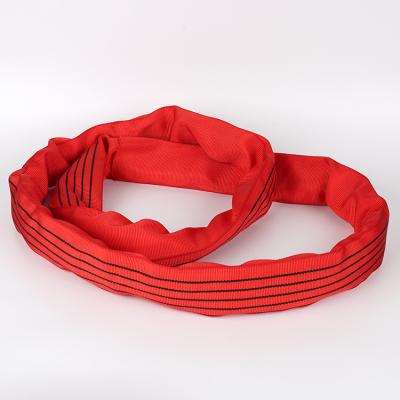 China 100% soft red round 8:1 6:1 safety factor 5 ton flange outer sleeve and inner core/100% OEM length high tenacity polyester for sale