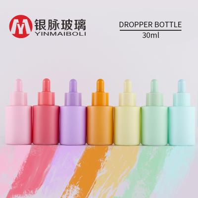 China Custom empty glass transparent flat screen printing of personal care cosmetics factory direct sale essential oil shoulder dropper bottle for sale