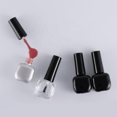 China Personal Care Stain 6ml Silver Black Clear Square Gel Nail Polish Empty Glass Bottle With Brush for sale