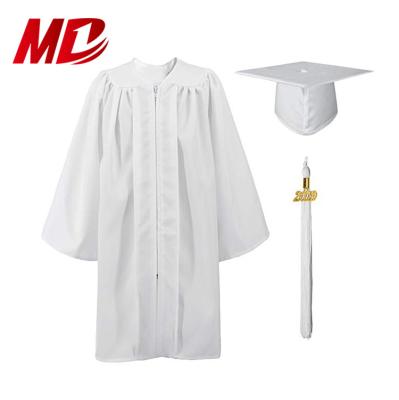 China Shiny Polyester Kids Graduation Gown Matte Children Graduation Uniform Gown White With Hat Tassel Year Charm Y2020 for sale