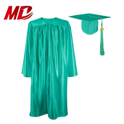 China Shiny Emerald Green Custom Graduation Cap Gown Custom Made Graduation Gown with Tassel for sale