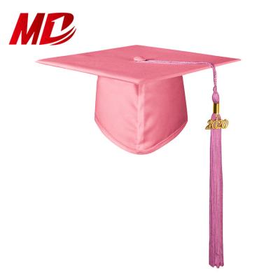 China Pink Matte Graduation Cap Tassel High School Graduation Cap and Tassel for sale