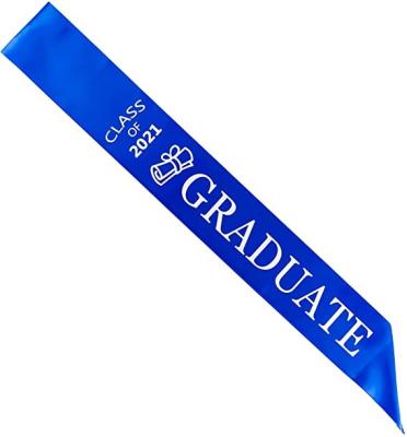 China Printed Class of 2021 Graduation Sash with Gold Glitter Letter 