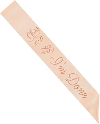 China Printed Class of 2021 Graduation Sash with Gold Glitter Letter 