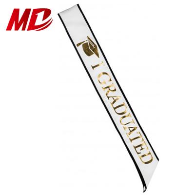 China Printed Class of 2021 Graduation Sash with Gold Glitter Letter 