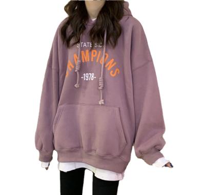 China New Girls Anti-wrinkle Letter Printing Sweatshirts Front Pocket Trendy Pullover Women Female Hoodies for sale