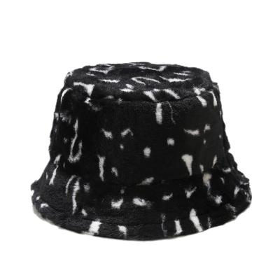 China Retro Leopard Print Plush Fisherman Hat Warm Popular Thick Basin Hat Winter COMMON Hat For Women for sale